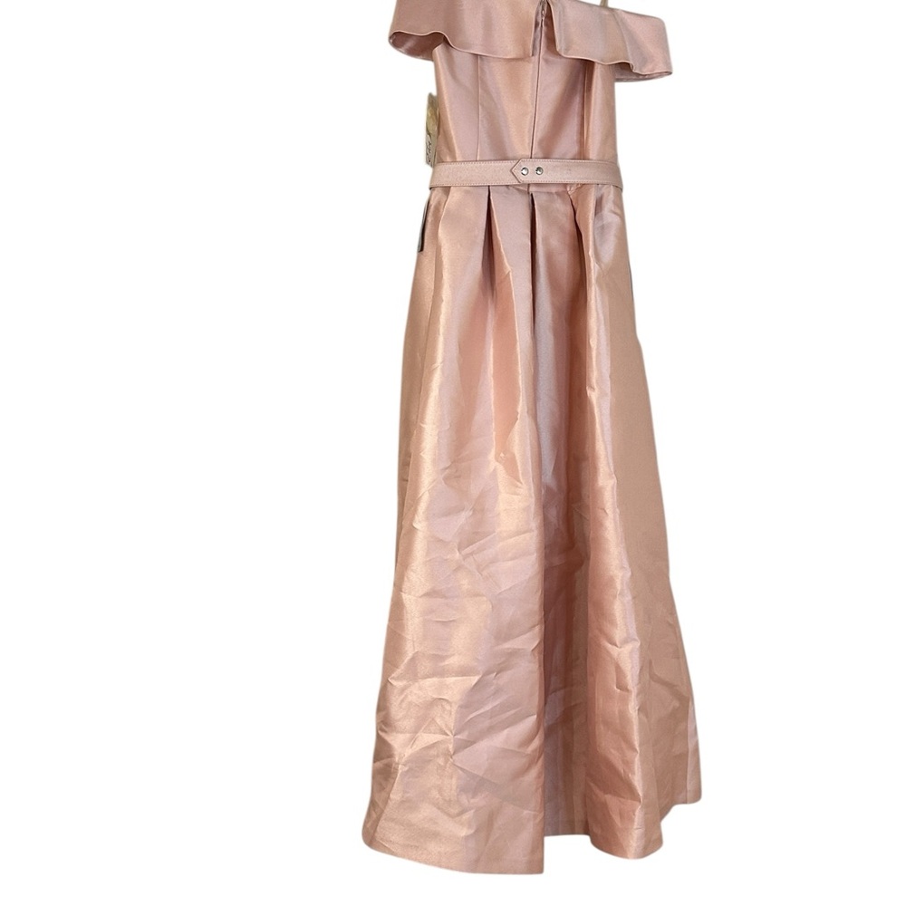 Eliza J Blush Pink Off-Shoulder Gown with Rhinestone Belt – Size 8 - Picture 7 of 13